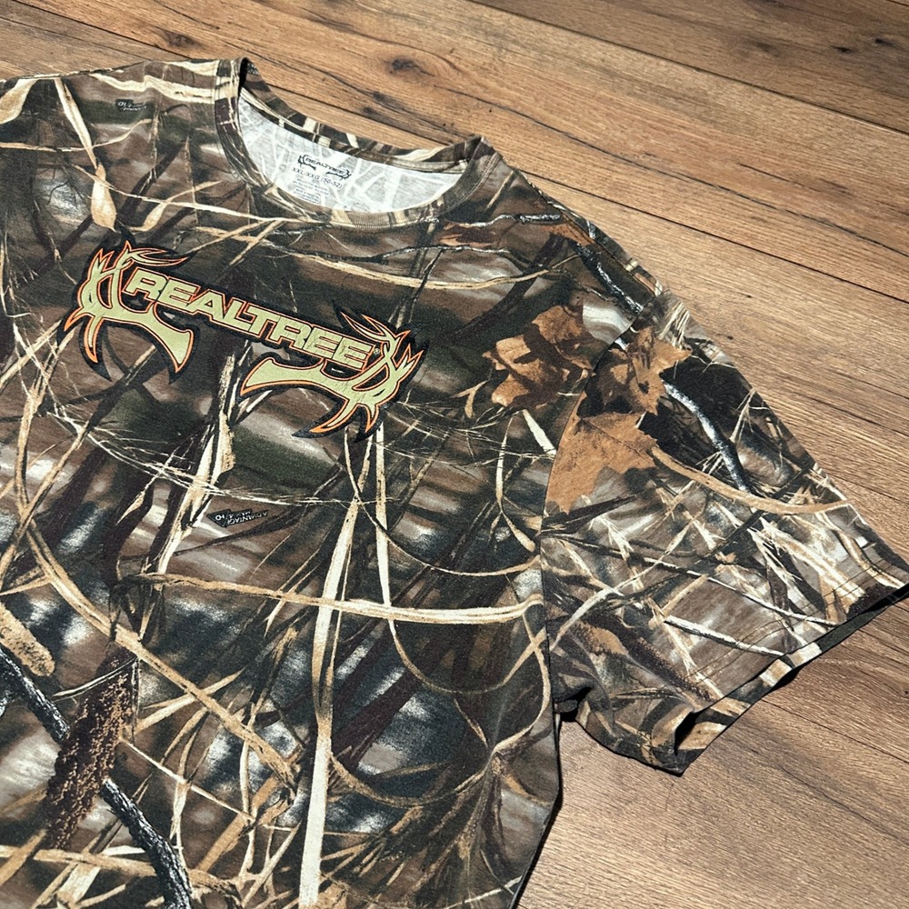 Realtree Camo Graphic Logo T-Shirt Brown Advantage Max-4 HD Mens XXL